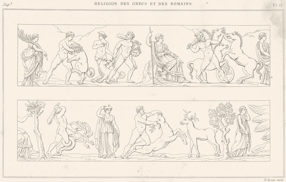 GREECE. Religion Grecs Romains. travaux d'Hercule Hercules a 1879 old print